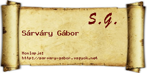 Sárváry Gábor névjegykártya