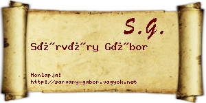 Sárváry Gábor névjegykártya